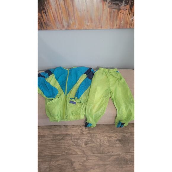 Jordache Neon Lime/Teal 90s Kids Tracksuit Set Size 164 (≈ US 14-15Y) Retro... - Picture 1 of 9